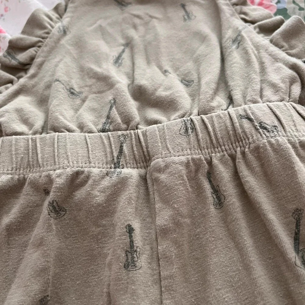 Kate Quinn Little Liam Organic Cotton Guitar Print Overall Romper 12-18M